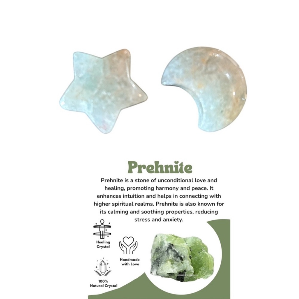 Prehnite Small Star and Moon Crystal Set